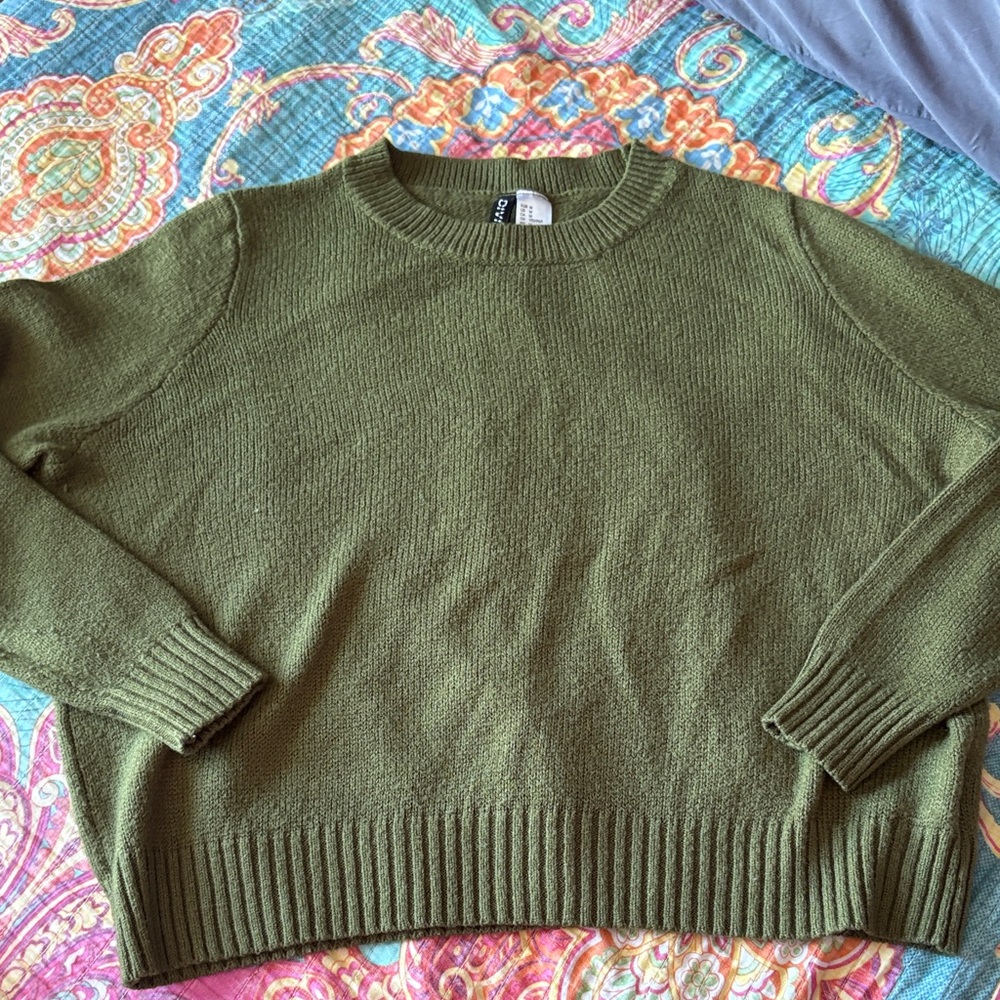 H&M Olive Crew Neck Sweater